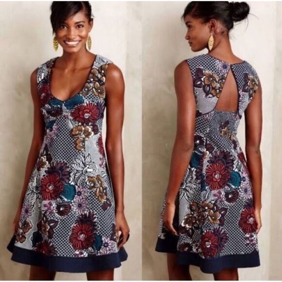 Anthropologie Maeve Fairchild Flared Floral Dress size XS - Picture 1 of 8